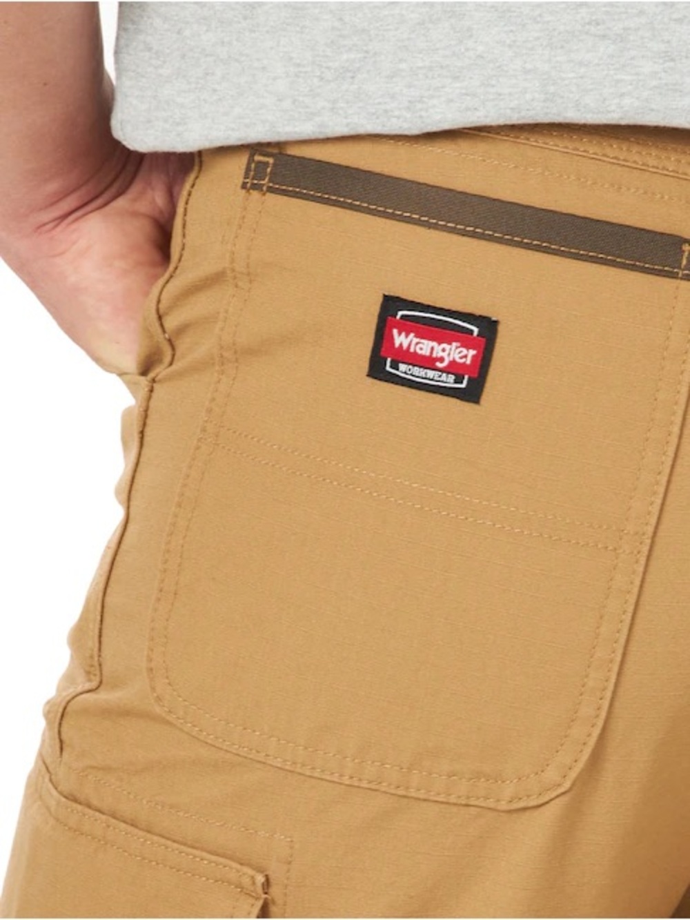 Wrangler Carhartt-Style Tan Utility Shorts with Logo Patch